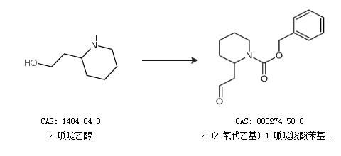 2-(2-氧代乙基)-1-哌啶羧酸苯基甲酯的合成路线